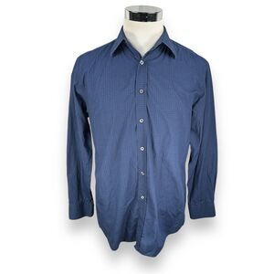 Paul Smith Dress Shirt Men's 15.5 39 Blue Geometric Formal Classic Long Sleeve